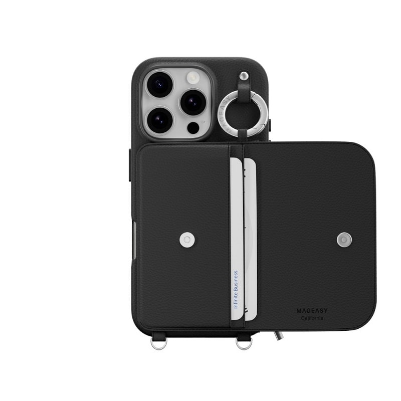 Чохол з гаманцем Switcheasy Pouch M Wallet Phone Case with Stand for iPhone 16 Pro Black (MPH66P264BK24)