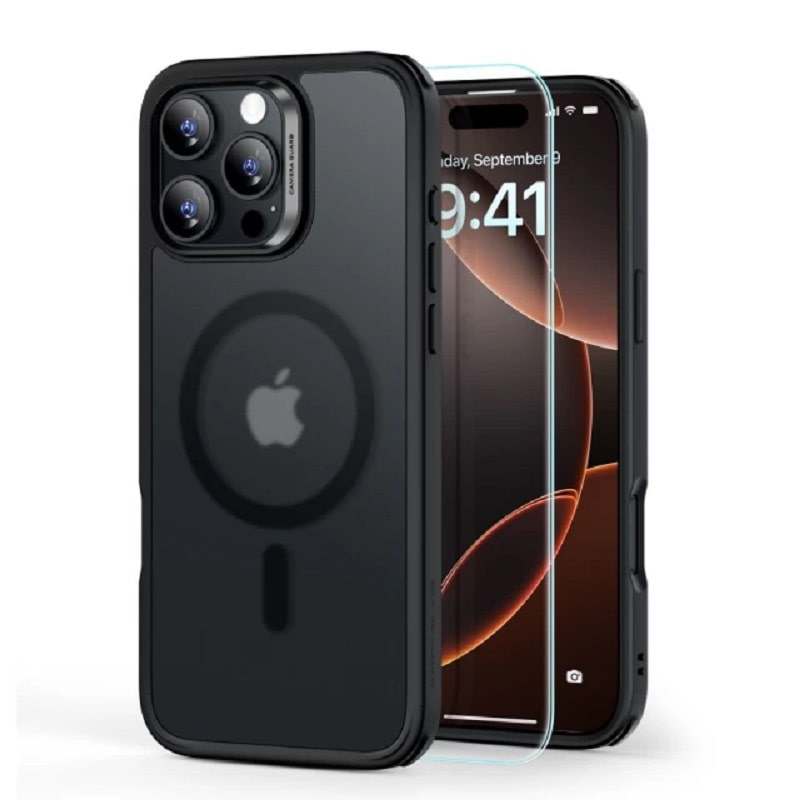 Чохол і скло ESR для iPhone 16 Pro - Classic Hybrid Halolock MagSafe, Frosted Black (4894240243480)