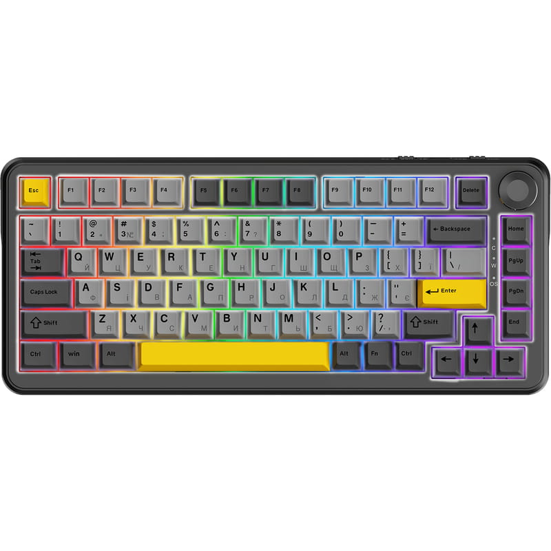 Клавіатура Ajazz AK820 MAX PLUS-Daydream Switch-Black-Gray-Yellow-3 model-with screen-RGB (AK820MAX-DD-BGY)